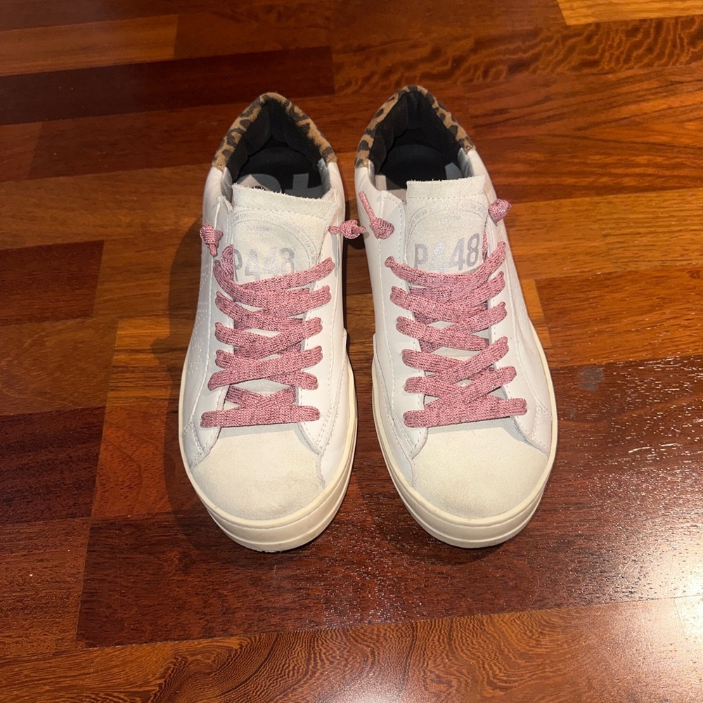 P448 White and Pink Sneakers